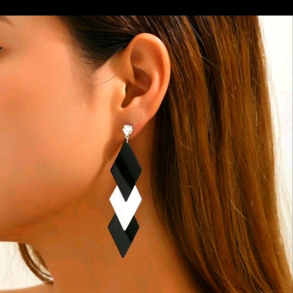 Black and White Geometric Earrings